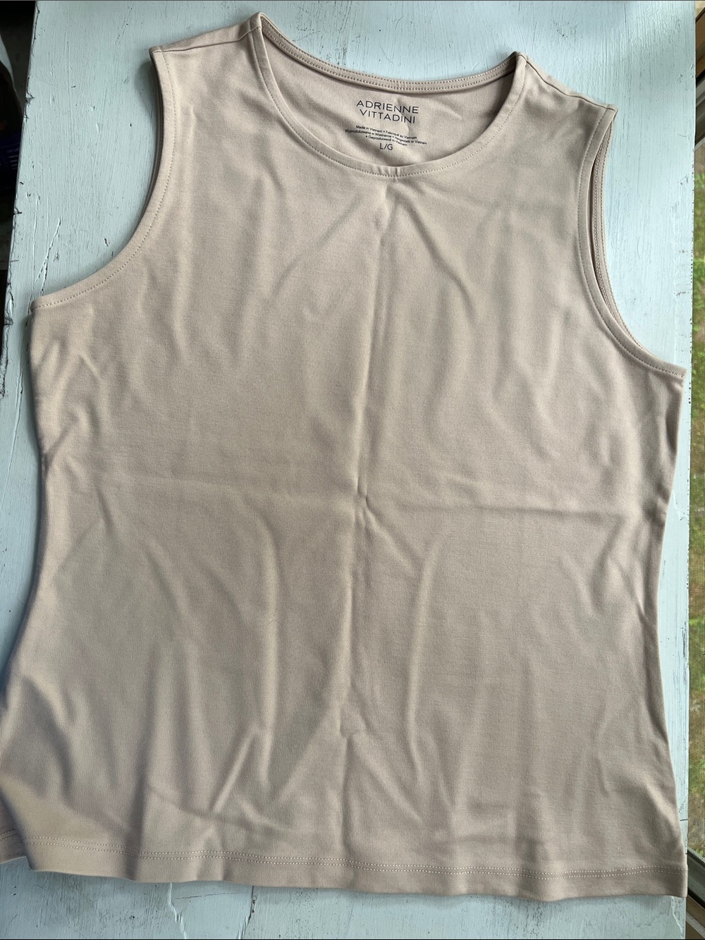 Adrienne Vittadini Sleeveless Crewneck Tank in  nude